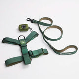Conjunto de arreios para cães sem puxão com controle de conforto - Verde Militar