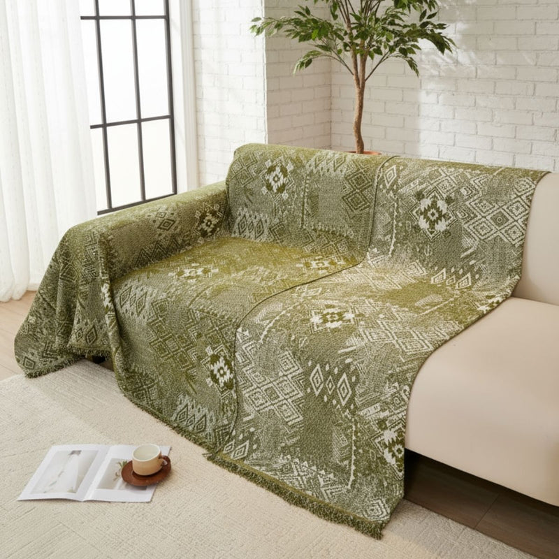 Pet Couch Cover - Rustic Bohemian Green