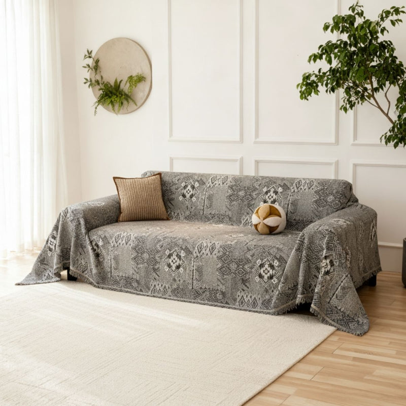 Pet Couch Cover - Rustic Bohemian Grey