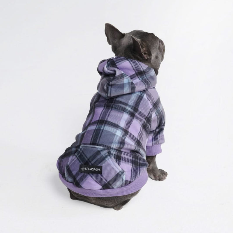 Moletom xadrez roxo para cachorro