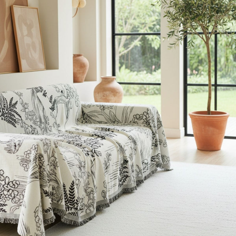 Pet Couch Cover - Lily of The Valley Black