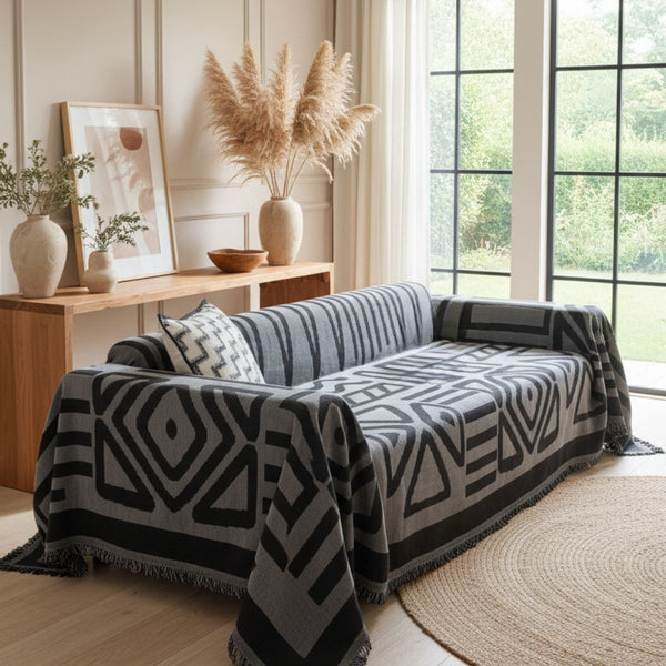 Pet Couch Cover - Boho Dark Grey