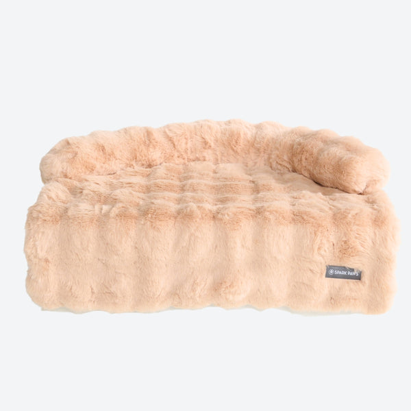 Calming Fluffy Couch Cover Dog Bed - Beige