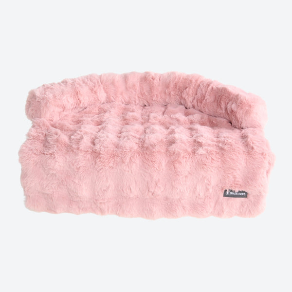 Calming Fluffy Couch Cover Dog Bed - Pink