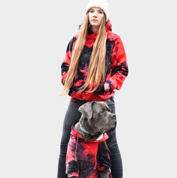 Moletom Humano de Veludo - Vermelho e Preto