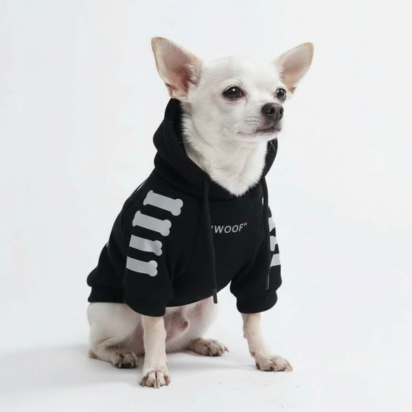Moletom para cachorro "WOOF" - Preto e Refletivo