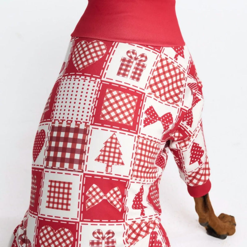 Dog Christmas Pajama - Festive Patchwork