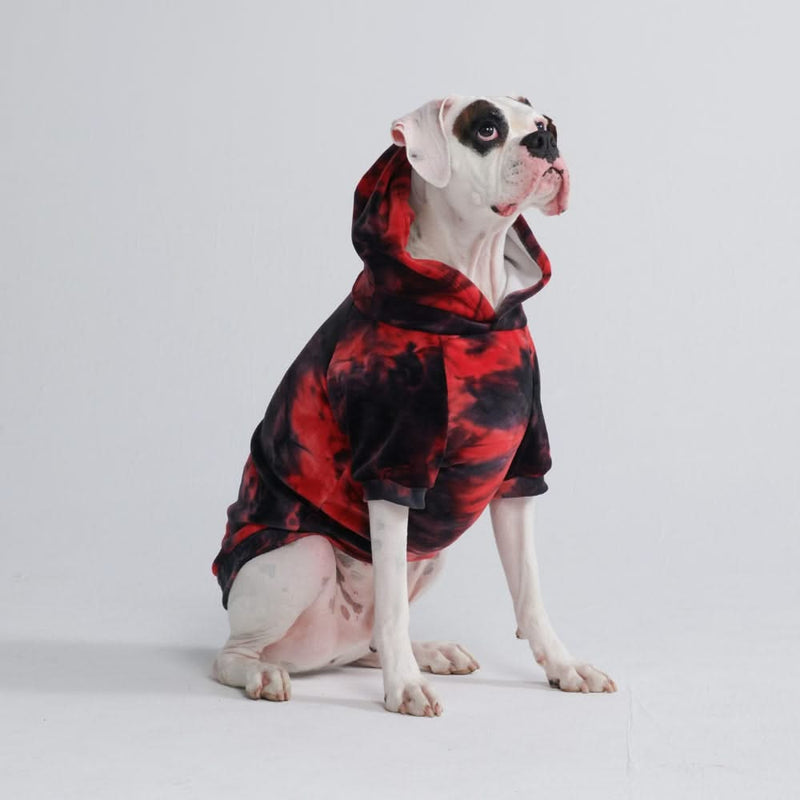 Moletom de veludo para cachorro - Vermelho e Preto