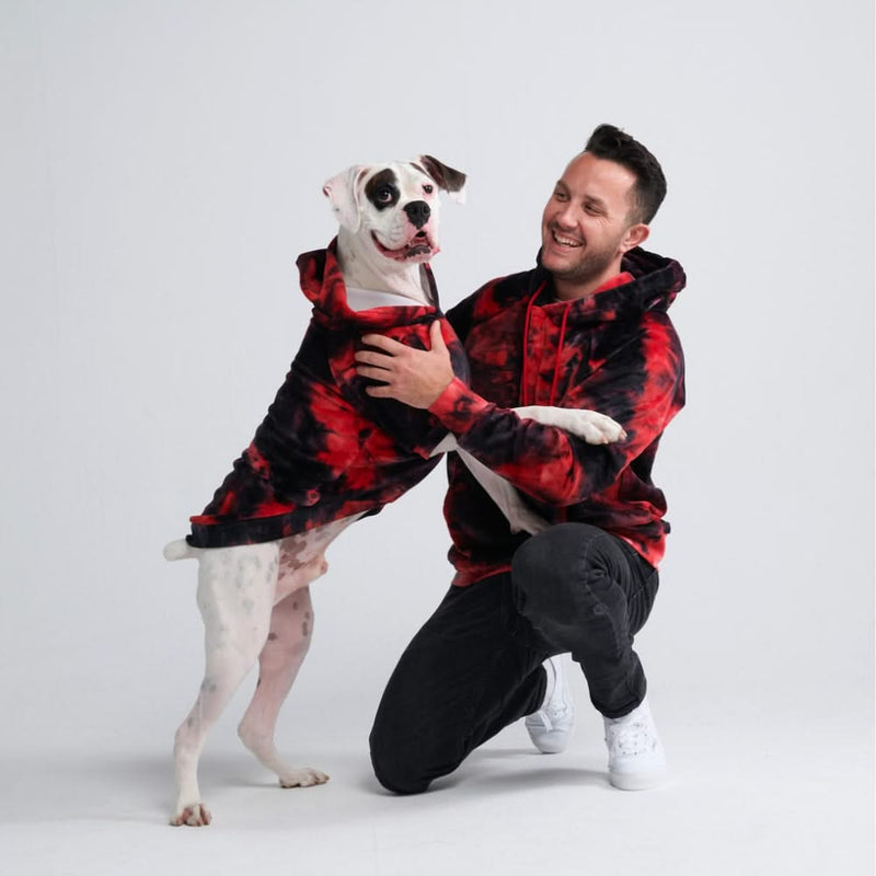 Moletom de veludo para cachorro - Vermelho e Preto