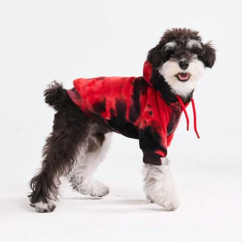 Moletom de veludo para cachorro - Vermelho e Preto