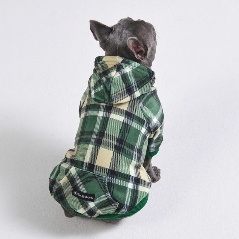 Moletom xadrez verde para cachorro