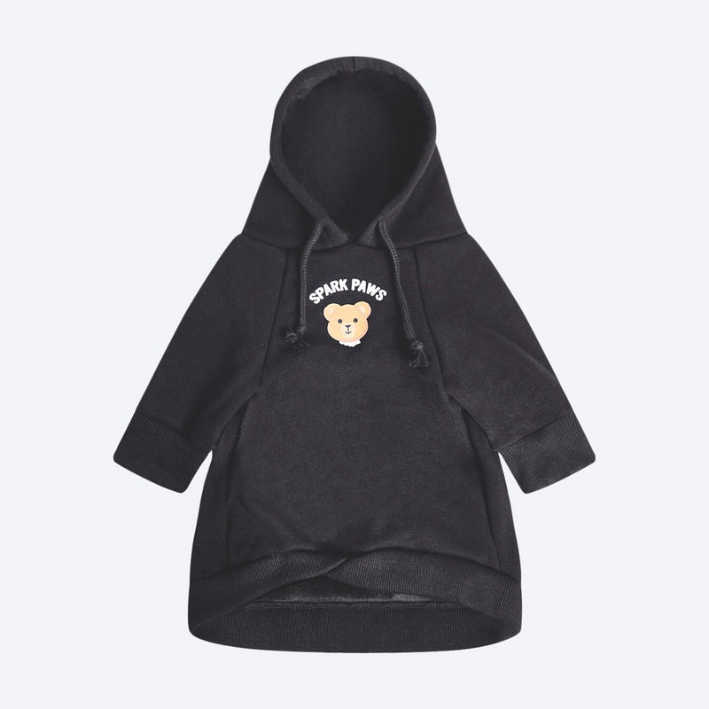 Moletom com capuz para cachorro de urso de pelúcia quebrado - Preto
